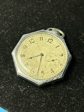1920 Elgin Vintage  Octagon  Men  s Pocket Watch- Seconds  3- Nice 