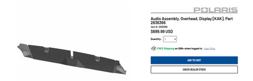 Polaris 2636366 Overhead Audio Assembly – OEM Ride Command / Stereo Pod (New)