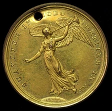 19th Century Manners Make the Man Education & Morals Shell Medal Gilt 34mm