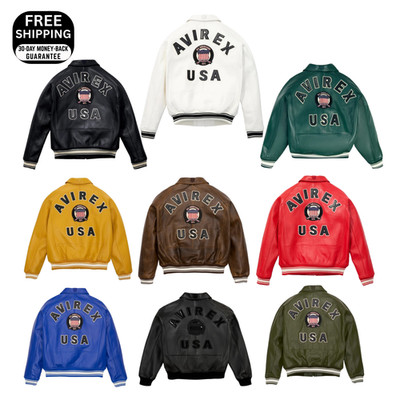 HERREN AVIREX ECHT LEDER BOMBERJACKE AMERICAN PILOT FLIGHT AUTHENTIC JACKET