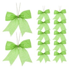12Pcs 4" Mini Burlap Bows Handmade Bow Knot Decorative Ornament Bow Green