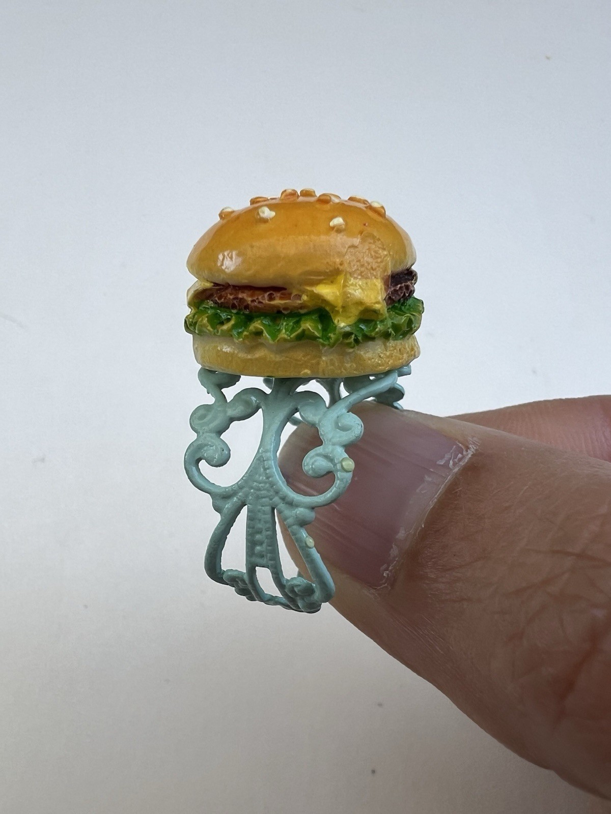 Rudy Fig Cute Adjustable Cheese Burger Ring - image 3