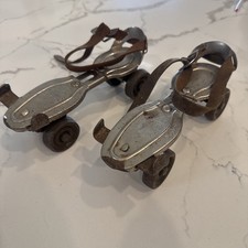 Very Old Sears and Roebuck Co Steel Roller Skates Adjustable Size Working Condit