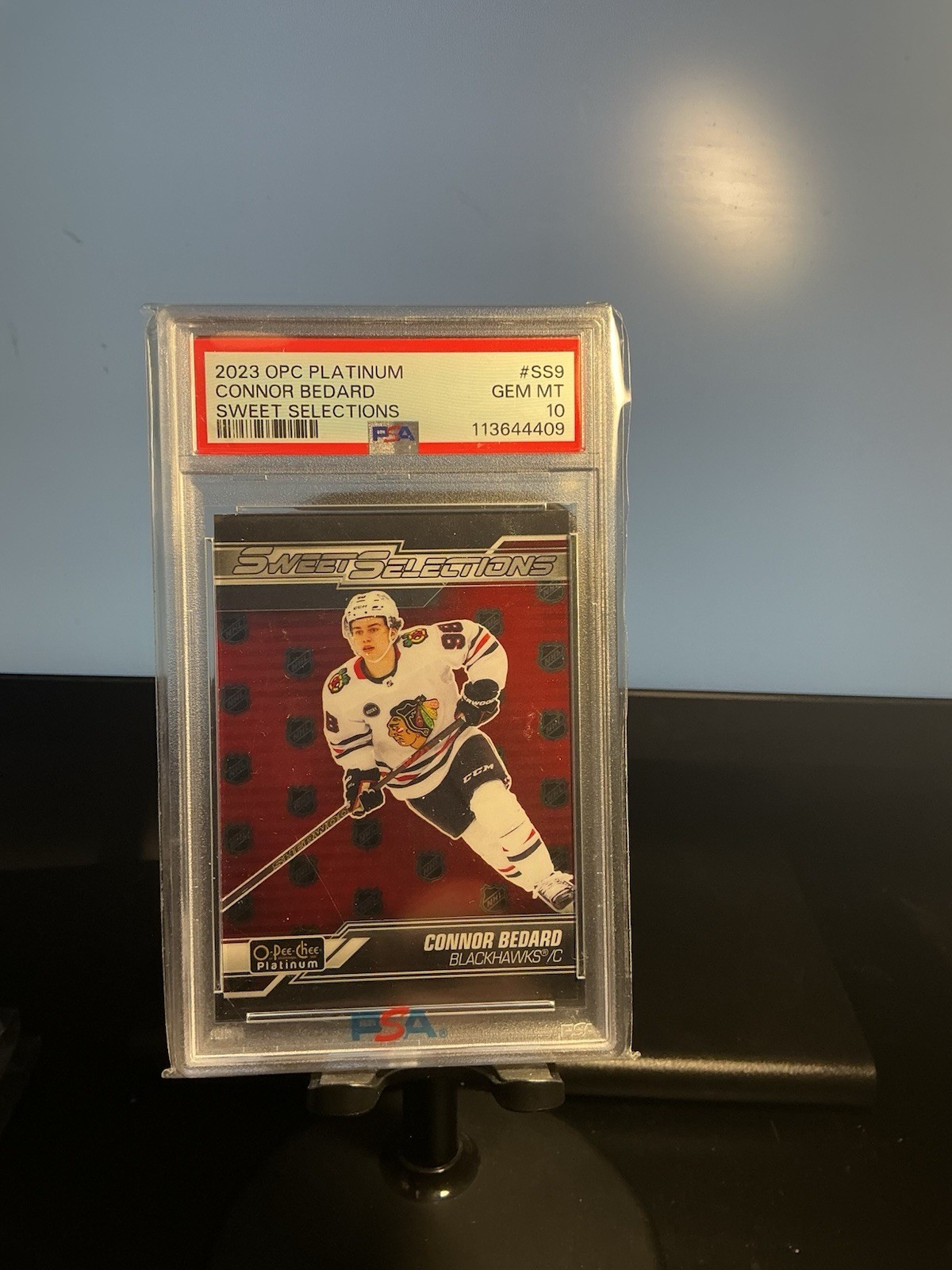 2023-24 O-pee-chew Platinum Sweet Selections Connor Bedard PSA 10 view 1