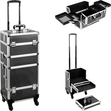 VER Beauty 7 in 1 Professional Aluminum Interchangeable Rolling Makeup Black 