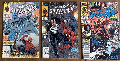 Amazing Spider-Man lot set 329,330,331, 1990 FN 6.0 avg.  Punisher