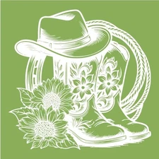 MDC DIY Adhesive Reusable Silkscreen Stencil "Boots & Bloom"