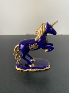 Franklin Mint '91 Treasury of Unicorns Collection Cobalt &Gold Figurine OF16