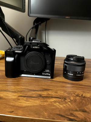 Canon EOS M50 Mirrorless Camera + Kit Lens, Viltrox EF-EOS M Adapter, Cage, 2 Ba