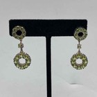 Sterling Silver 925 Peridot Halo Circle Necklace and Drop Earrings Set 18" 14.3g — photo 2