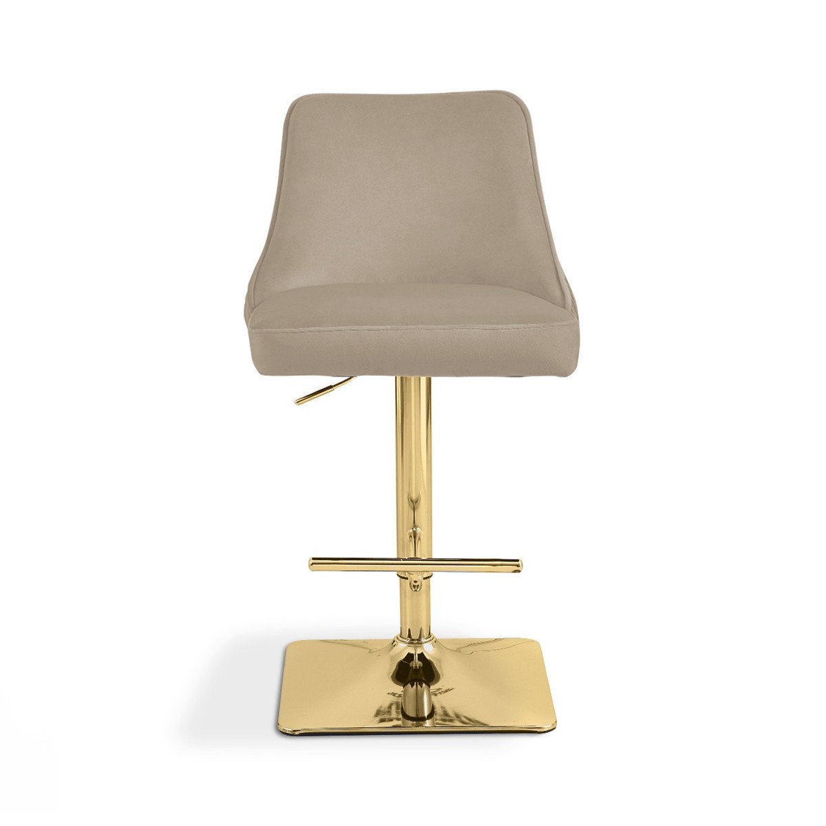 Bar Stool Taupe Velvet Gold Base Swivel Gas Lift Chair Kitchen
