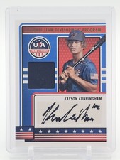 KAYSON CUNNINGHAM 2023 USA BASEBALL STARS & STRIPES NTDP AUTO WORN PATCH Q5908