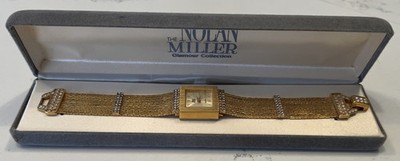 VTG Nolan Miller  Star Luster  Watch Sq Face  Liquid Gold  Mesh Bracelet Works
