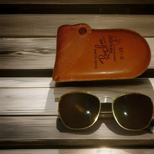 Vintage Ray-Ban Clip-On Sunglasses Gray-Green Smoke Shades w/Case Bausch Lomb