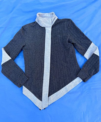 PUMA Sportlifestyle Textured Gray Full Zip Knit Track Jacket Women’s M