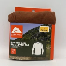 Ozark Trail Men’s Wool Blend Base Layer Top Size L 42 - 44 Cognac Brown NEW