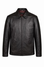 Alfani Soft Supple Genuine Leather Jacket Men s XL Black Zip Front Classic