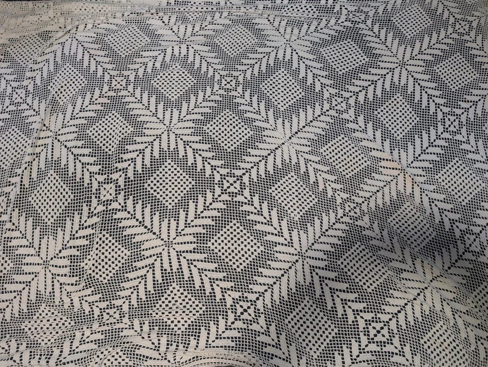 Вязание крючком белое кружевное одеяло королевский размер 87x80 винтаж ручной работы - Изображение 4 из 4