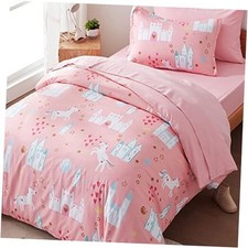 Cute Printed Kids Duvet Cover Set Twin Size 2 Twin/Twin XL Unicorn Castle