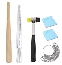 Ring Mandrel Metal Ring Sizer Set with Jewelry Rubber Mallet Hammer Rings Siz...