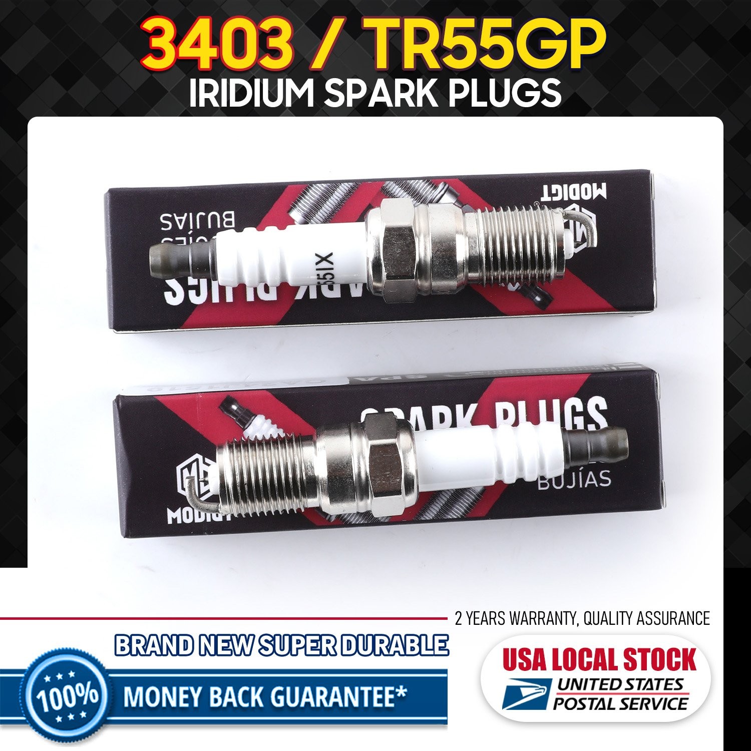 Premium 2Pcs Replacement For NGK 3403 TR55GP Iridium Spark Plugs New MODIGT