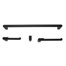 Kit de herrajes de baño negro mate de 4 piezas toallero soporte de papel higiénico toalla