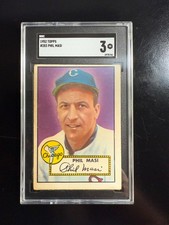 PHIL MASI  ~ 1952 Topps Baseball Card #283 ~ Graded SGC 3 VIBRANT, RED BACK