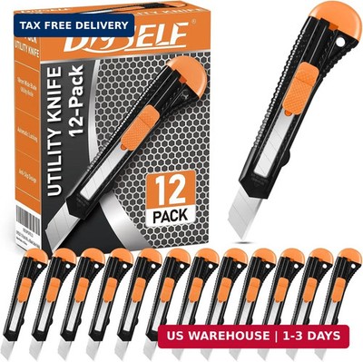 DIYSELF 12-Pack Box Cutters, Disposable Utility Knife, Box Cutter Retractable fo