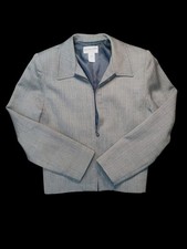 VTG Pendleton Womens Size 6 USA Career Virgin Wool Herringbone Zip Blazer Jacket