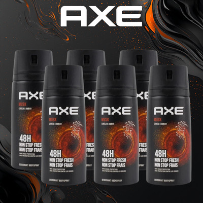 6 Pack AXE Musk Men's Deodorant Body Spray 150ml 48H Canela & Ambar Scent