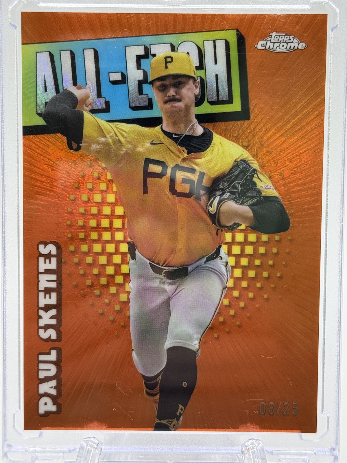 2025 Topps Chrome #CAE-18 Paul Skenes Chrome All-Etch Orange Refractors # 8/25