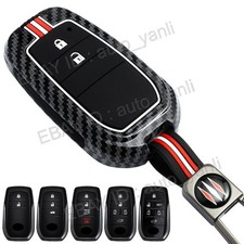 Carbon Fiber Look Metal Key Case Cover Keychain For Toyota 2 3 4 5 6 Buttons