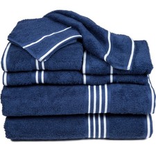 Lavish Home Bathroom Towels Set, Bathroom Essentials, Navy, Set of 8