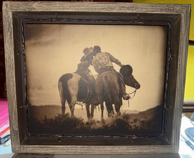 DAVID STOECKLEIN ALWAYS YOURS - Horse Cowboy Western Barnwood Shadow Box 13x11