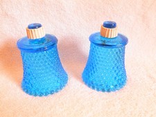 2 Vintage Homco Blue Hobnail Glass Votive Cups with Grommets-So Pretty!