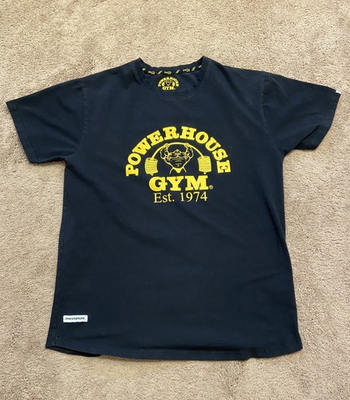 #ad Powerhouse Gym Shirt Mens Large Black Short Sleeve Logo Athletic size XL $19.99