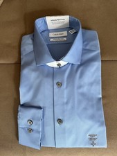 Mens Light Blue Slim Fit Calvin Klein Infinite Non Iron Dress Shirt 15, 32/33