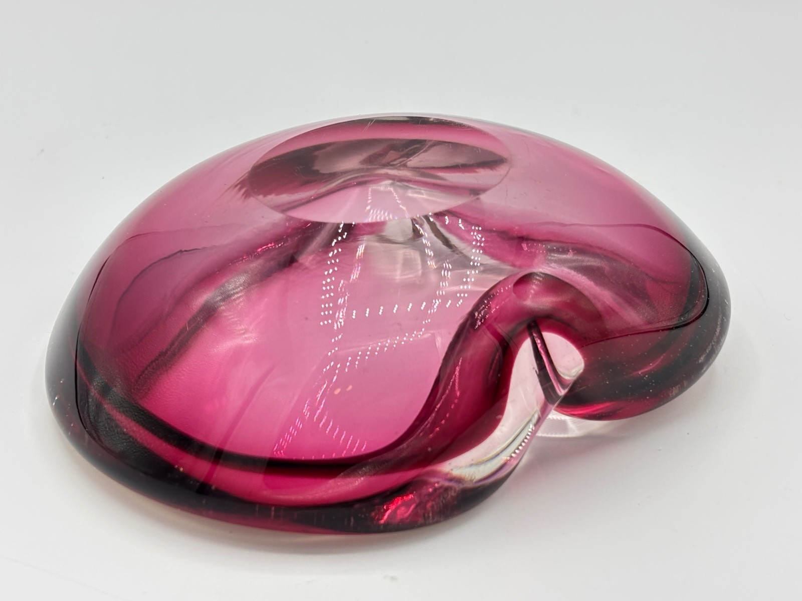 Flavio Poli Sommerso MURANO Ashtray Trinket Bowl Vide Poche Blown Glass MCM