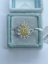 2Ct Pear Cut Yellow Citrine Simulated Halo Engagement Ring 14K White Gold Plate