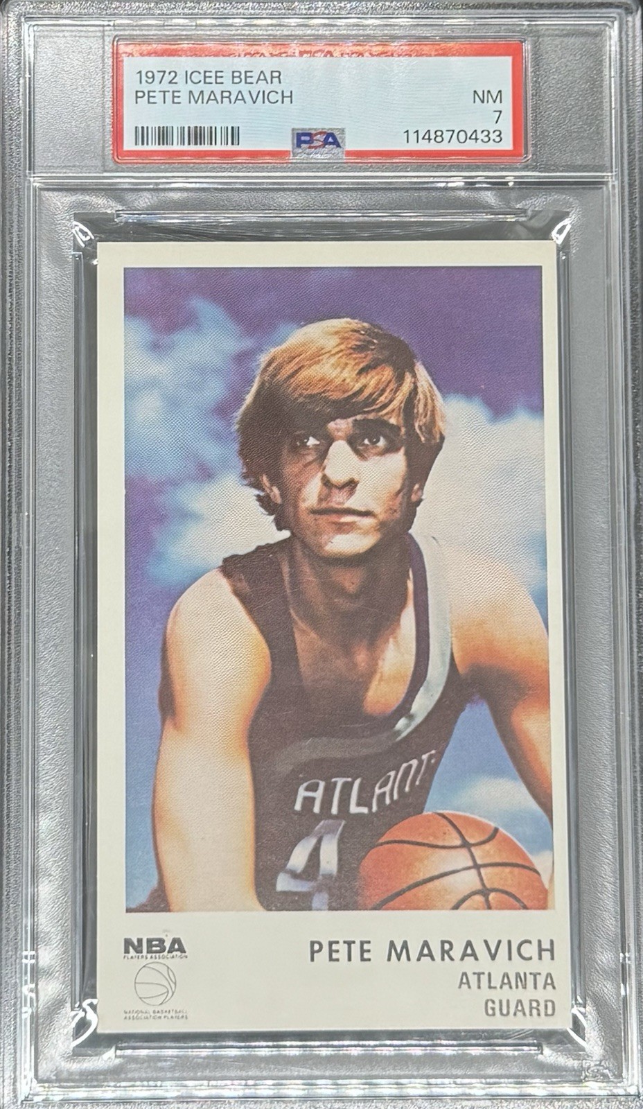 1972 ICEE BEAR PETE MARAVICH HAWKS HOF PSA 7