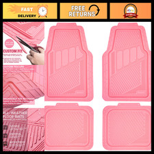 Heavy Duty Pink Rubber Floor Mats 4-piece Set Waterproof Anti-slip Car Suv Truc