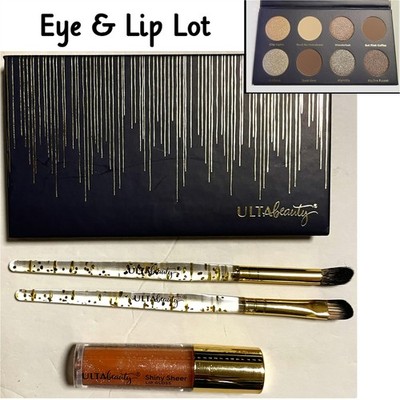 Ulta Beauty Neutrals Eyeshadow 8 Piece Palette, 2 Brushes, Shiny Sheer Lip Gloss