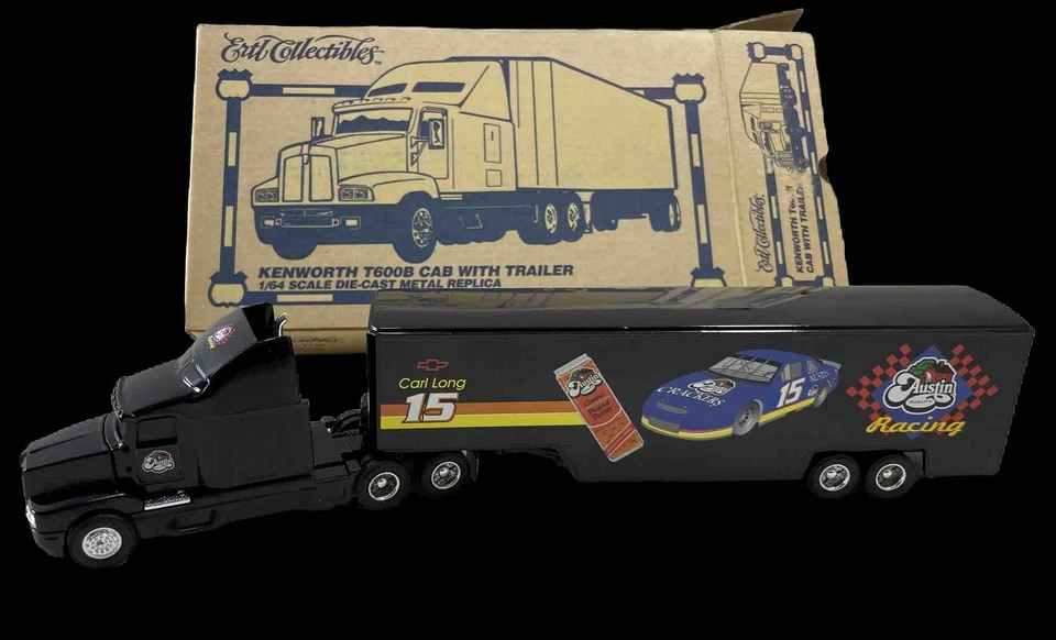 Ertl Kenworth T600B cabina + remolque T723 fundido a presión 15 Carl Long Austin Racing 1997 Foto 2 de 4