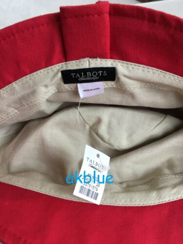 NWT TALBOTS RED Lined Canvas Crushable Bucket Cloche Hat Bow Trim O/S CUTE!! - Picture 3 of 4