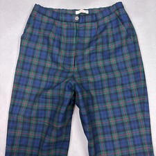 Vintage Pendleton Pants Womens 12 Blue Green Argyle Tartan Plaid USA Made Wool