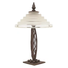 Unique Art Deco Design Table Lamp "HARLACHING" Wrought Iron Murano
