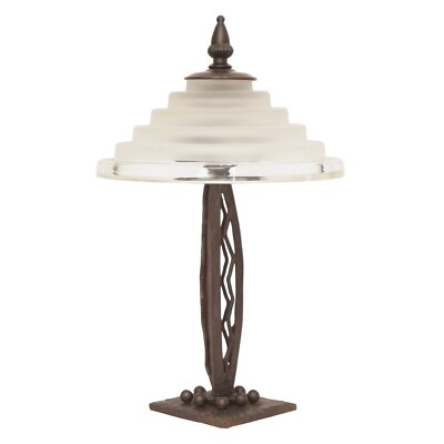 Unique Art Deco Design Table Lamp ''HARLACHING'' Wrought Iron Murano