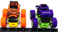 Lot of 2 Monster Friction Truck Car Toy Truck orange Purple Green Yellow