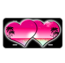 Custom Personalized License Plate Car Tag With Pink Hearts And View Add Names