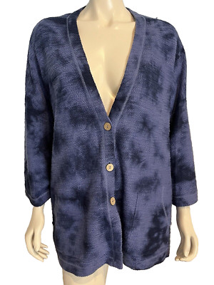Pure Jill Women's Textured Knit Cardigan Blue XL